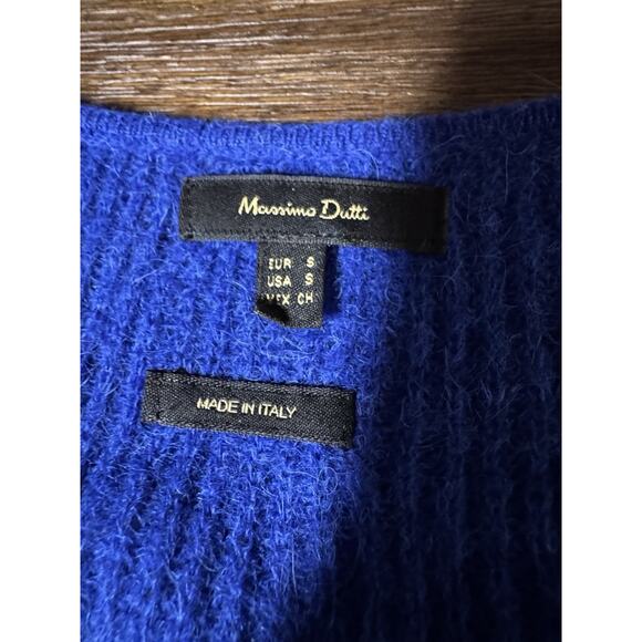 Wool Alpaca Sweater Women’s Small Cobalt Blue Knit V Neck Massimo Dutti Italy - Picture 4 of 9